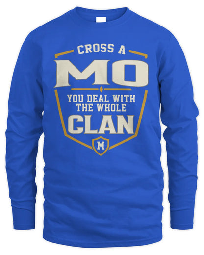 MO NT1-K008 Cross A/An NAME, You Deal With the Whole Clan | Personalized Vintage T-Shirt - Men's Long Sleeved T-Shirt - Royal