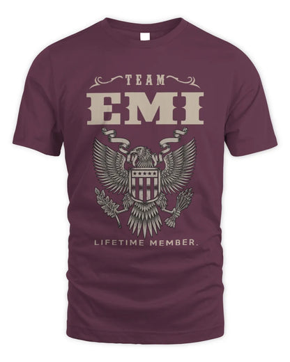 EMI TP06-K82 – Personalized Classic Style Apparel “Team NAME Lifetime Member” - Unisex Standard T-Shirt - Maroon
