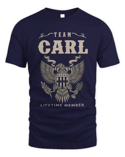 CARL TP06-K82 – Personalized Classic Style Apparel “Team NAME Lifetime Member” - Unisex Standard T-Shirt - Navy