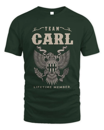 CARL TP06-K82 – Personalized Classic Style Apparel “Team NAME Lifetime Member” - Unisex Standard T-Shirt - Forest Green