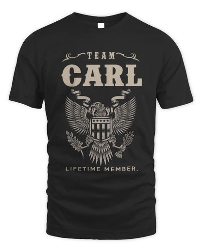 CARL TP06-K82 – Personalized Classic Style Apparel “Team NAME Lifetime Member” - Unisex Standard T-Shirt - Black