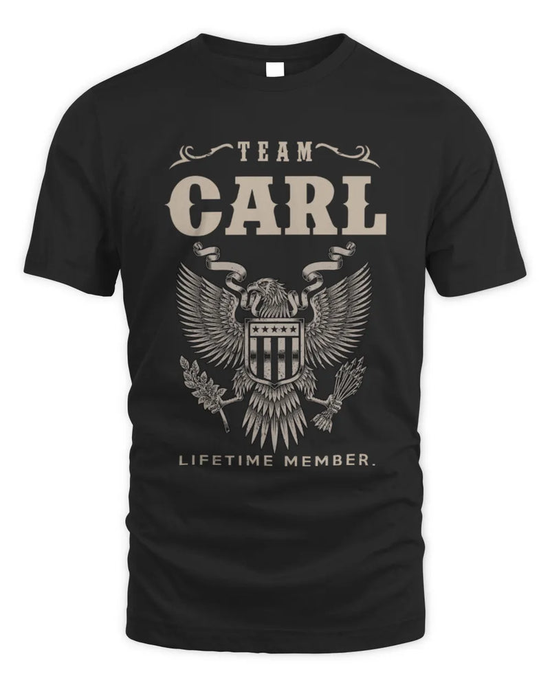CARL TP06-K82 – Personalized Classic Style Apparel “Team NAME Lifetime Member” - Unisex Standard T-Shirt - Black