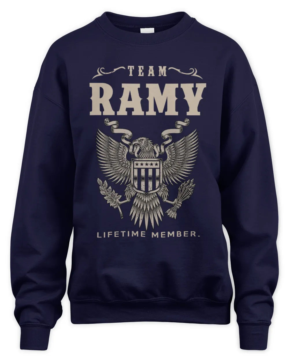 RAMY TP06-K82 – Personalized Classic Style Apparel “Team NAME Lifetime Member” - Unisex Sweatshirt - Navy
