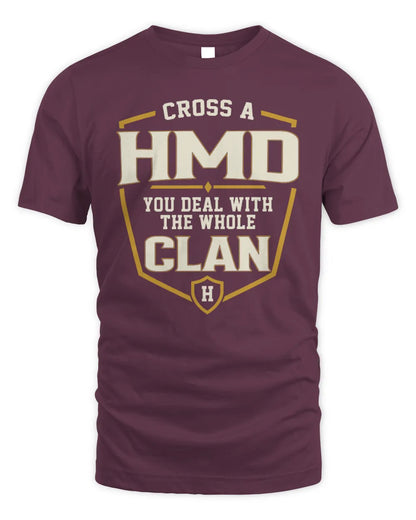 HMD NT1-K008 Cross A/An NAME, You Deal With the Whole Clan | Personalized Vintage T-Shirt - Unisex Standard T-Shirt - Maroon