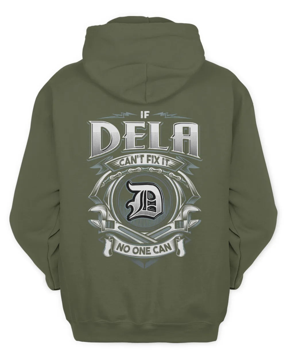 DELA AP81-K4-626 - Personalized Ahmed Quote Apparel “If Ahmed Can't Fix It, No One Can” - Unisex Hoodie - Military Green