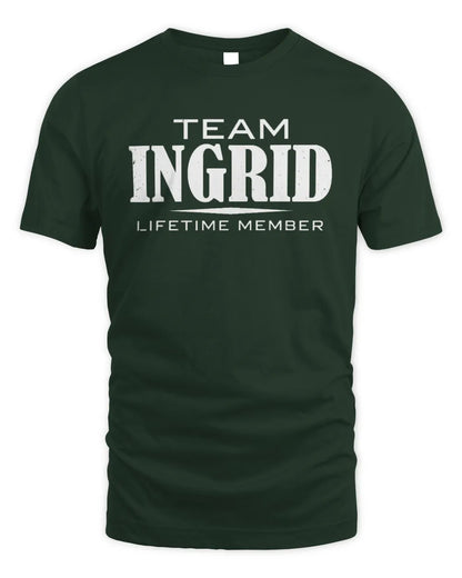 INGRID BL62-K4-128 - Personalized “Team NAME Lifetime Member” - Unisex Standard T-Shirt - Forest Green