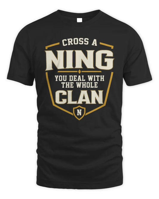 NING NT1-K008 Cross A/An NAME, You Deal With the Whole Clan | Personalized Vintage T-Shirt - Unisex Standard T-Shirt - Black