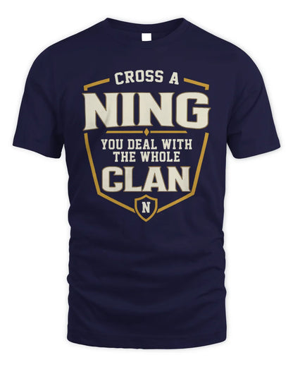 NING NT1-K008 Cross A/An NAME, You Deal With the Whole Clan | Personalized Vintage T-Shirt - Unisex Standard T-Shirt - Navy