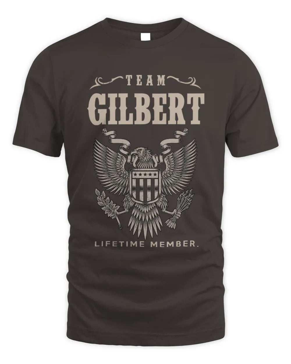 GILBERT TP06-K82 – Personalized Classic Style Apparel “Team NAME Lifetime Member” - Unisex Standard T-Shirt - Dark Chocolate