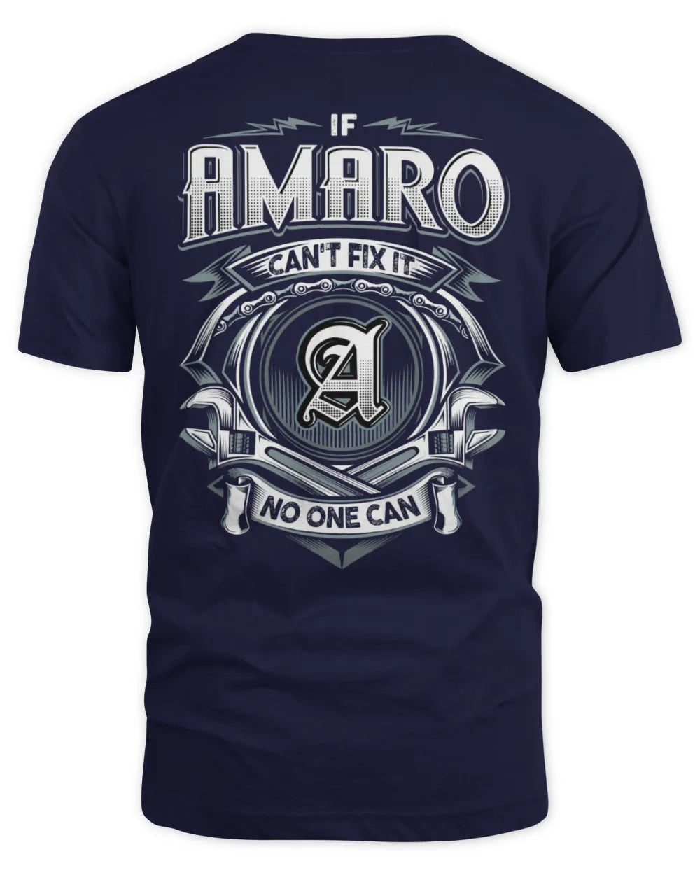 AMARO AP81-K4-626 - Personalized Ahmed Quote Apparel “If Ahmed Can't Fix It, No One Can” - Unisex Standard T-Shirt - Navy
