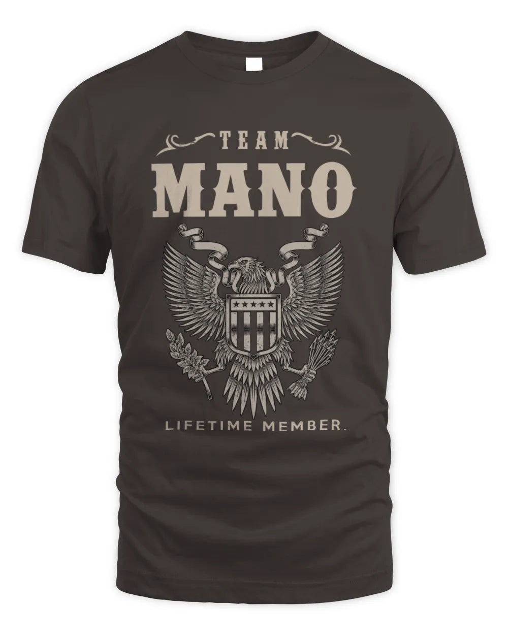 MANO TP06-K82 – Personalized Classic Style Apparel “Team NAME Lifetime Member” - Unisex Standard T-Shirt - Dark Chocolate