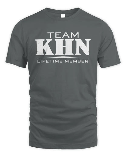KHN BL62-K4-128 - Personalized “Team NAME Lifetime Member” - Unisex Standard T-Shirt - Charcoal