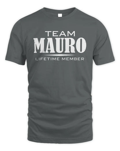 MAURO BL62-K4-128 - Personalized “Team NAME Lifetime Member” - Unisex Standard T-Shirt - Charcoal