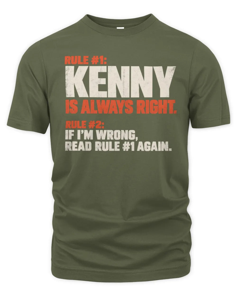 KENNY NP1-H006 - Always Right Personalized Name T-Shirt – Funny Custom Name Shirt - Unisex Standard T-Shirt - Military Green