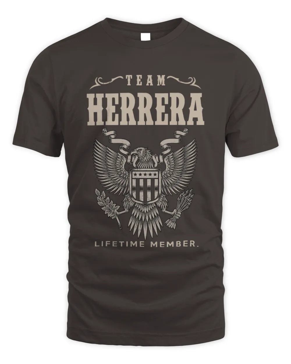 HERRERA TP06-K82 – Personalized Classic Style Apparel “Team NAME Lifetime Member” - Unisex Standard T-Shirt - Dark Chocolate