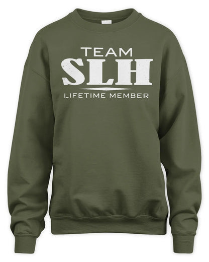SLH BL62-K4-128 - Personalized “Team NAME Lifetime Member” - Unisex Sweatshirt - Military Green
