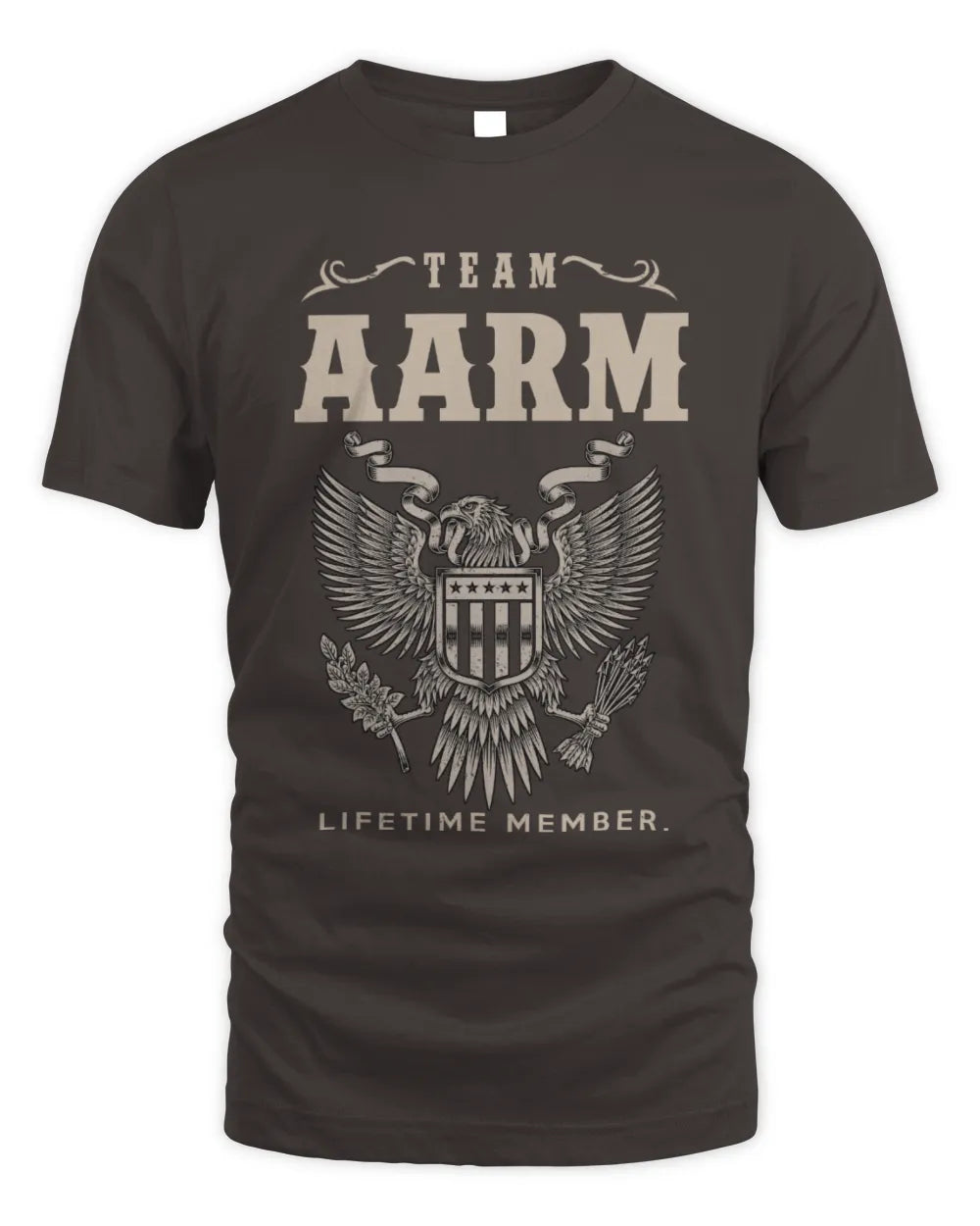 AARM TP06-K82 – Personalized Classic Style Apparel “Team NAME Lifetime Member” - Unisex Standard T-Shirt - Dark Chocolate