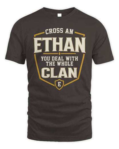 ETHAN NT1-K008 Cross A/An NAME, You Deal With the Whole Clan | Personalized Vintage T-Shirt - Unisex Standard T-Shirt - Dark Chocolate