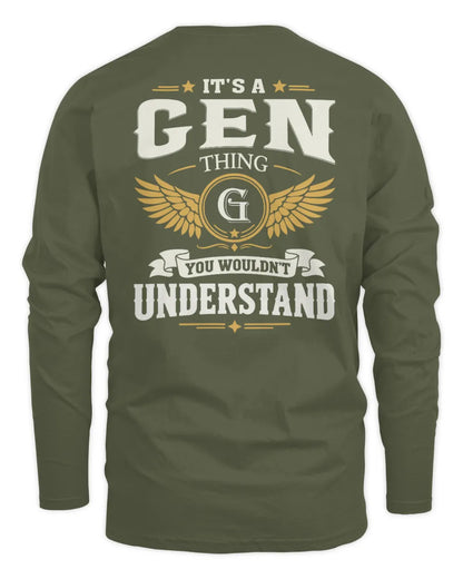 GEN KT06-M008 It’s a [NAME] Thing – You Wouldn’t Understand | Personalized Vintage T-Shirt - Men's Long Sleeved T-Shirt - Military Green