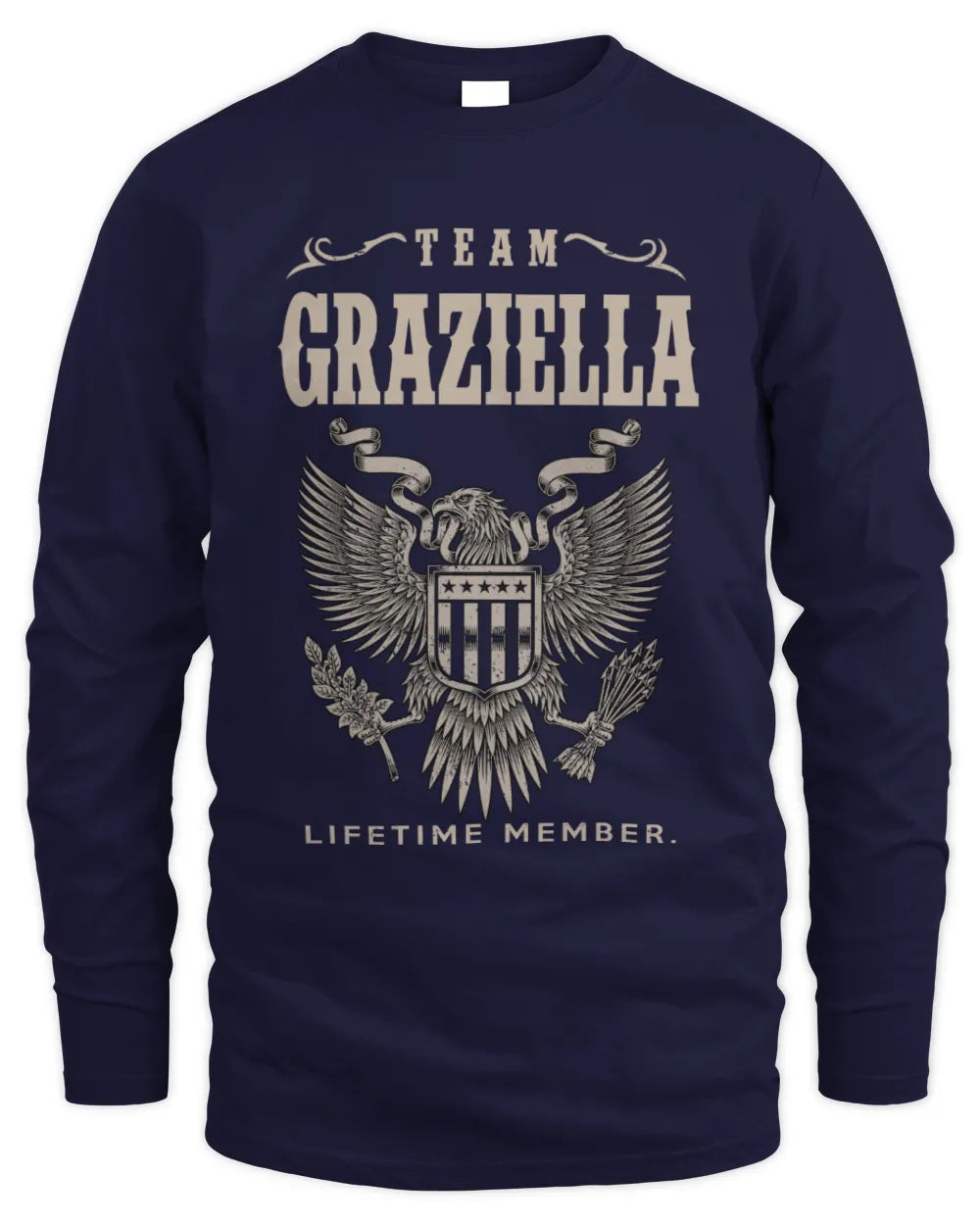 GRAZIELLA TP06-K82 – Personalized Classic Style Apparel “Team NAME Lifetime Member” - Men's Long Sleeved T-Shirt - Navy