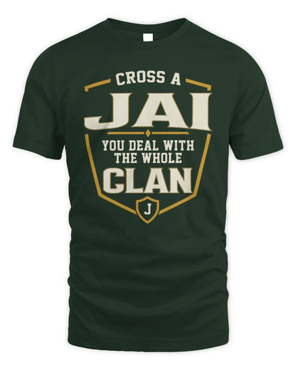 JAI NT1-K008 Cross A/An NAME, You Deal With the Whole Clan | Personalized Vintage T-Shirt - Unisex Standard T-Shirt - Forest Green