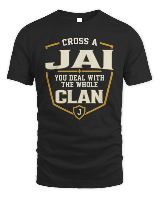 JAI NT1-K008 Cross A/An NAME, You Deal With the Whole Clan | Personalized Vintage T-Shirt - Unisex Standard T-Shirt - Black