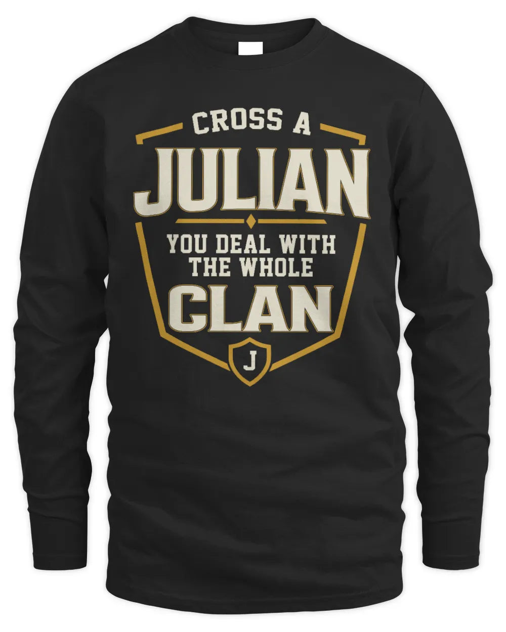 JULIAN NT1-K008 Cross A/An NAME, You Deal With the Whole Clan | Personalized Vintage T-Shirt - Men's Long Sleeved T-Shirt - Black