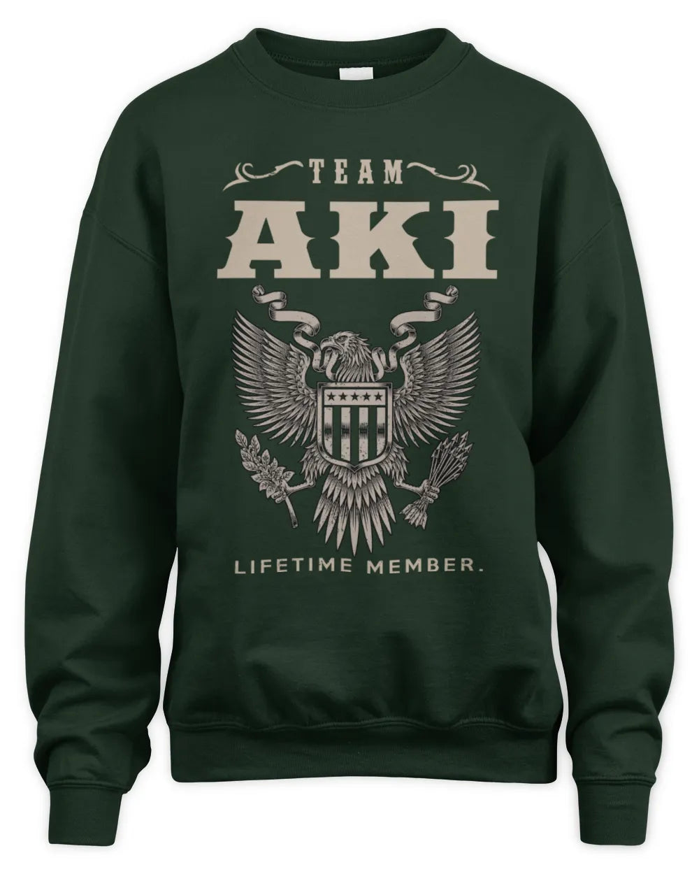 AKI TP06-K82 – Personalized Classic Style Apparel “Team NAME Lifetime Member” - Unisex Sweatshirt - Forest Green