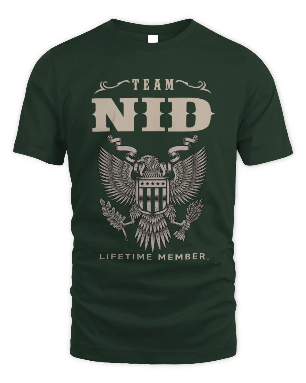 NID TP06-K82 – Personalized Classic Style Apparel “Team NAME Lifetime Member” - Unisex Standard T-Shirt - Forest Green
