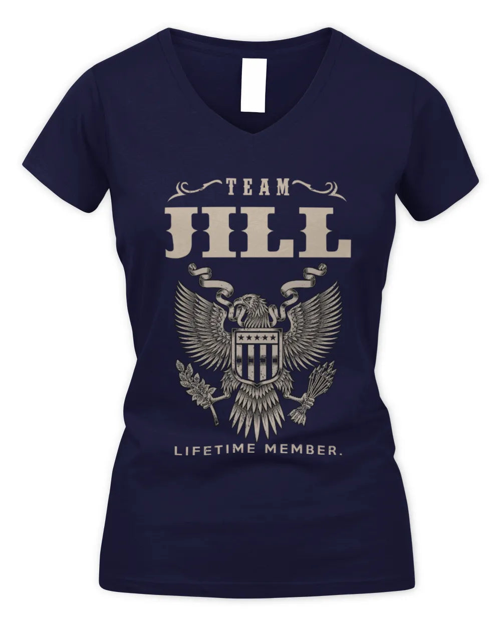 JILL TP06-K82 – Personalized Classic Style Apparel “Team NAME Lifetime Member” - Women's V-Neck T-Shirt - Navy