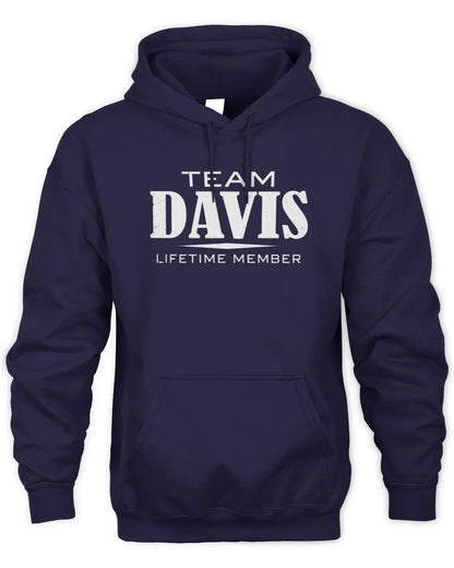 DAVIS BL62-K4-128 - Personalized “Team NAME Lifetime Member” - Unisex Hoodie - Navy