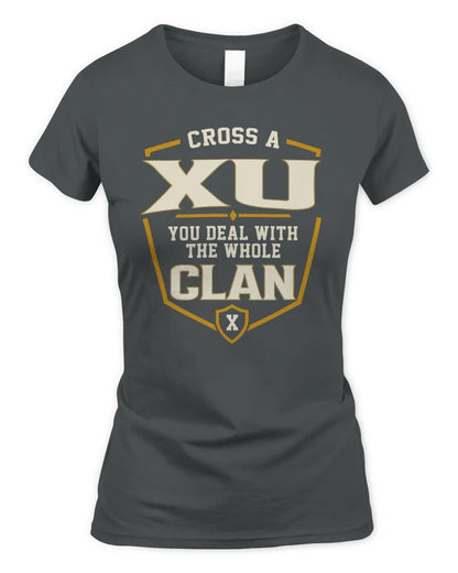 XU NT1-K008 Cross A/An NAME, You Deal With the Whole Clan | Personalized Vintage T-Shirt - Women's Standard T-Shirt - Charcoal