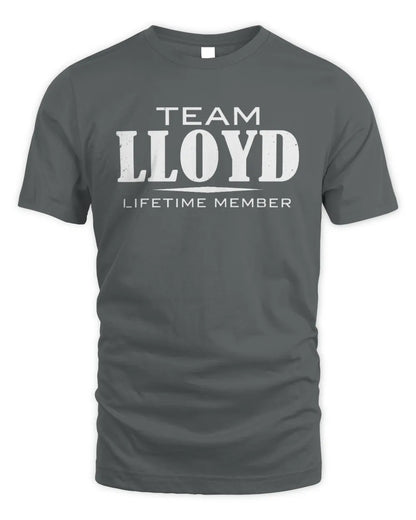 LLOYD BL62-K4-128 - Personalized “Team NAME Lifetime Member” - Unisex Standard T-Shirt - Charcoal