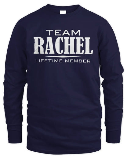 RACHEL BL62-K4-128 - Personalized “Team NAME Lifetime Member” - Men's Long Sleeved T-Shirt - Navy