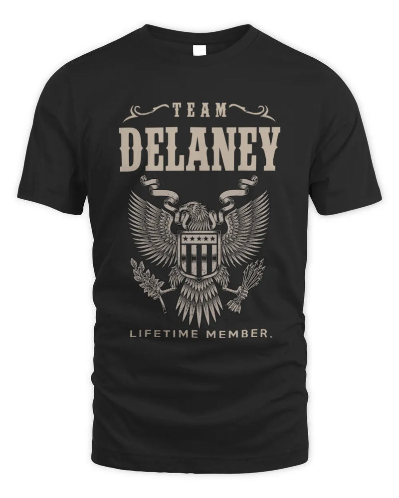 DELANEY TP06-K82 – Personalized Classic Style Apparel “Team NAME Lifetime Member” - Unisex Standard T-Shirt - Black