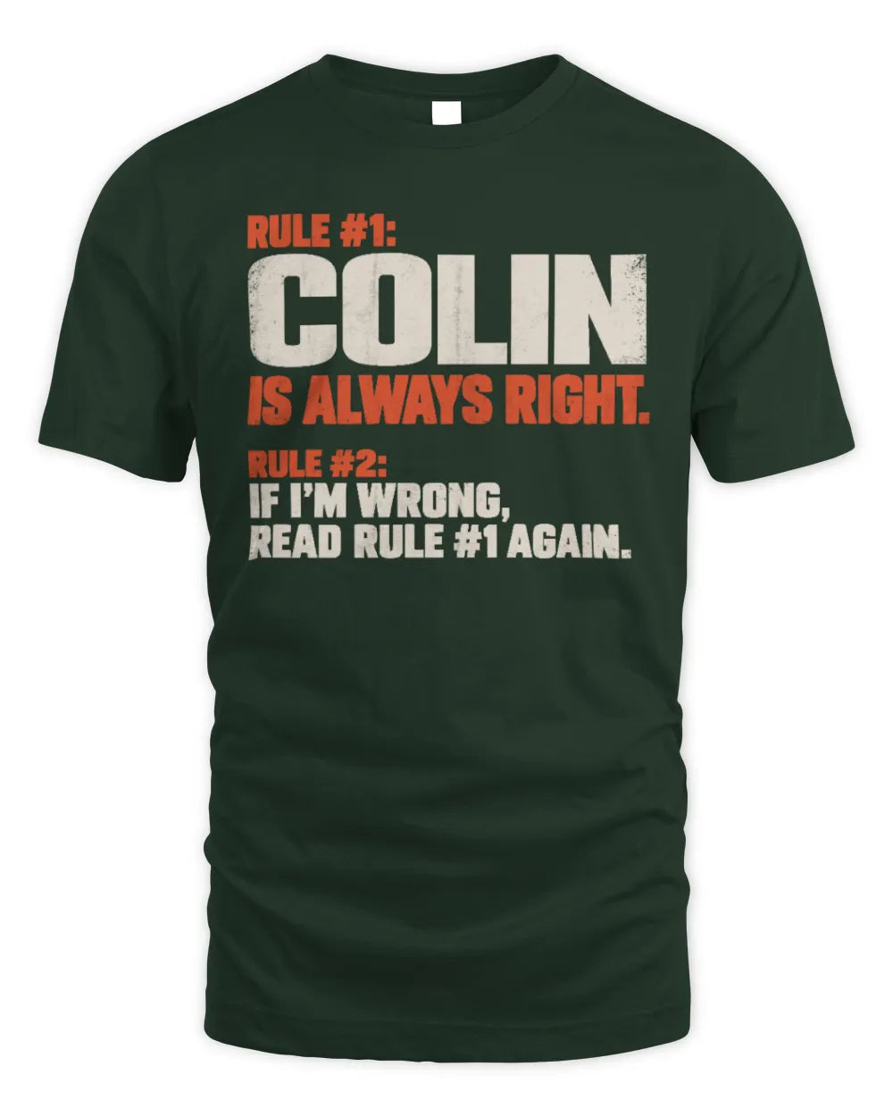 COLIN NP1-H006 
Always Right Personalized Name T-Shirt – Funny Custom Name Shirt - Unisex Standard T-Shirt - Forest Green