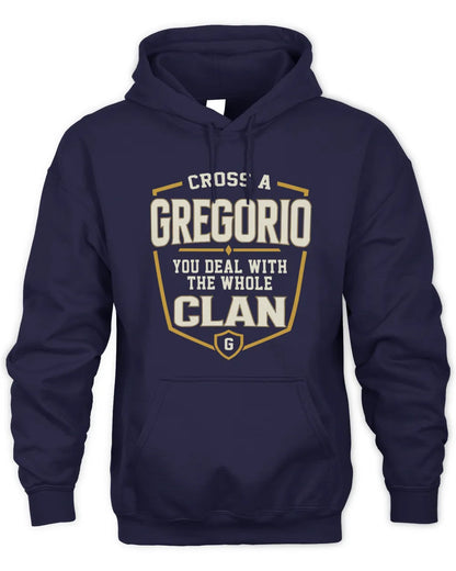 GREGORIO NT1-K008 Cross A/An NAME, You Deal With the Whole Clan | Personalized Vintage T-Shirt - Unisex Hoodie - Navy
