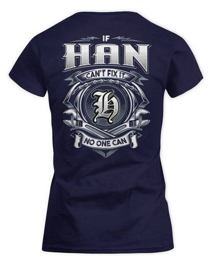 HAN AP81-K4-626 - Personalized Ahmed Quote Apparel “If Ahmed Can't Fix It, No One Can” - Women's Standard T-Shirt - Navy