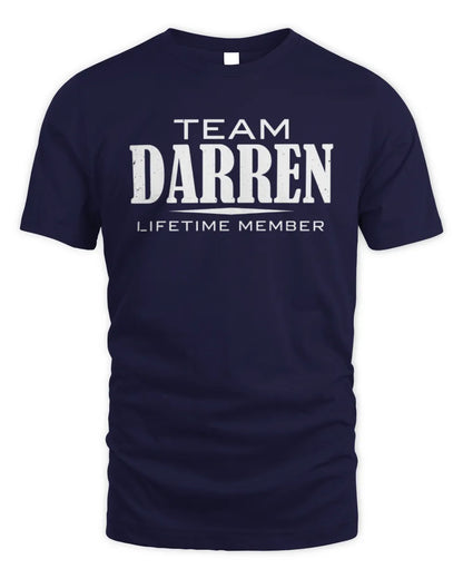 DARREN BL62-K4-128 - Personalized “Team NAME Lifetime Member” - Unisex Standard T-Shirt - Navy
