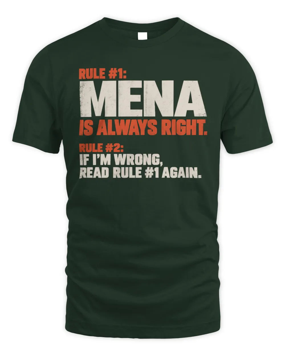 MENA NP1-H006 
Always Right Personalized Name T-Shirt – Funny Custom Name Shirt - Unisex Standard T-Shirt - Forest Green