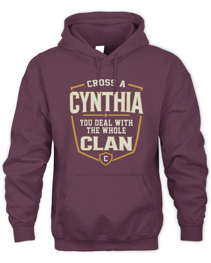 CYNTHIA NT1-K008 Cross A/An NAME, You Deal With the Whole Clan | Personalized Vintage T-Shirt - Unisex Hoodie - Maroon