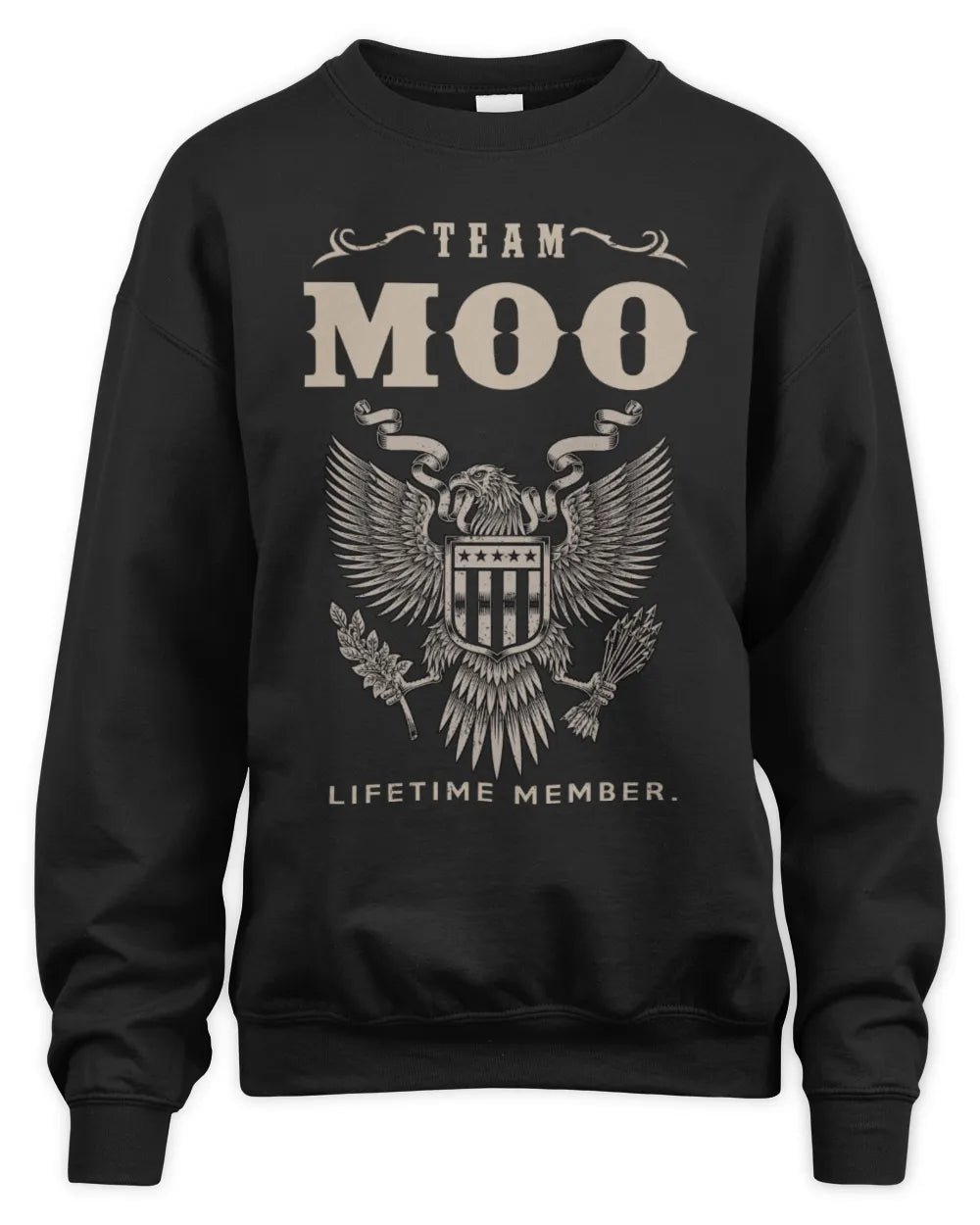 MOO TP06-K82 – Personalized Classic Style Apparel “Team NAME Lifetime Member” - Unisex Sweatshirt - Black