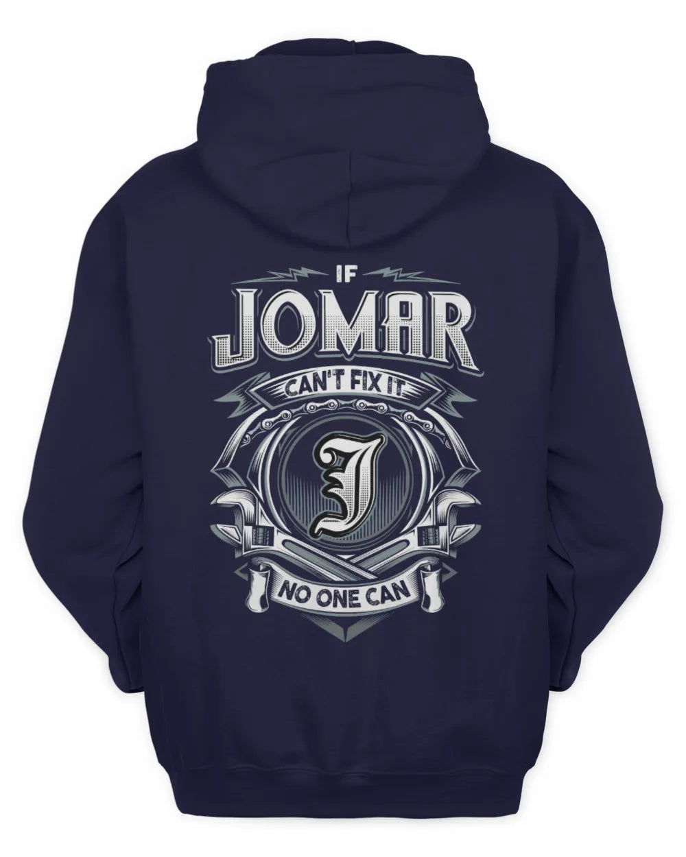 JOMAR AP81-K4-626 - Personalized Ahmed Quote Apparel “If Ahmed Can't Fix It, No One Can” - Unisex Hoodie - Navy