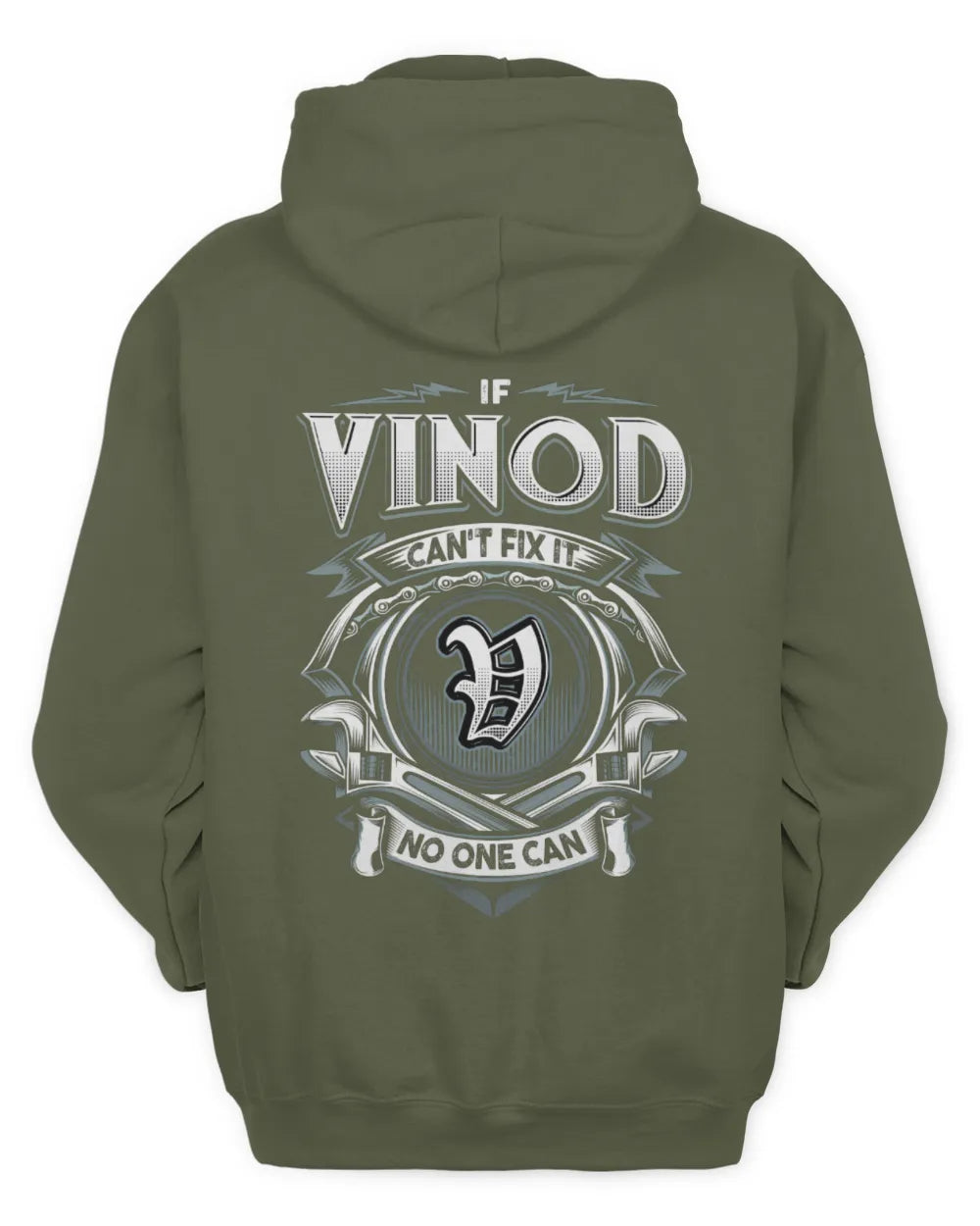 VINOD AP81-K4-626 - Personalized Ahmed Quote Apparel “If Ahmed Can't Fix It, No One Can” - Unisex Hoodie - Military Green