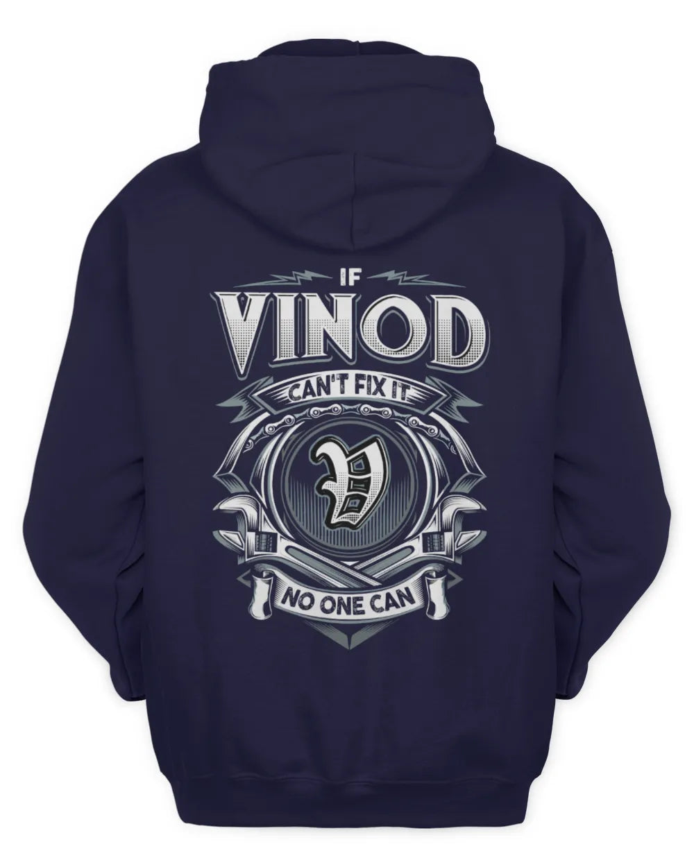 VINOD AP81-K4-626 - Personalized Ahmed Quote Apparel “If Ahmed Can't Fix It, No One Can” - Unisex Hoodie - Navy