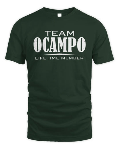 OCAMPO BL62-K4-128 - Personalized “Team NAME Lifetime Member” - Unisex Standard T-Shirt - Forest Green