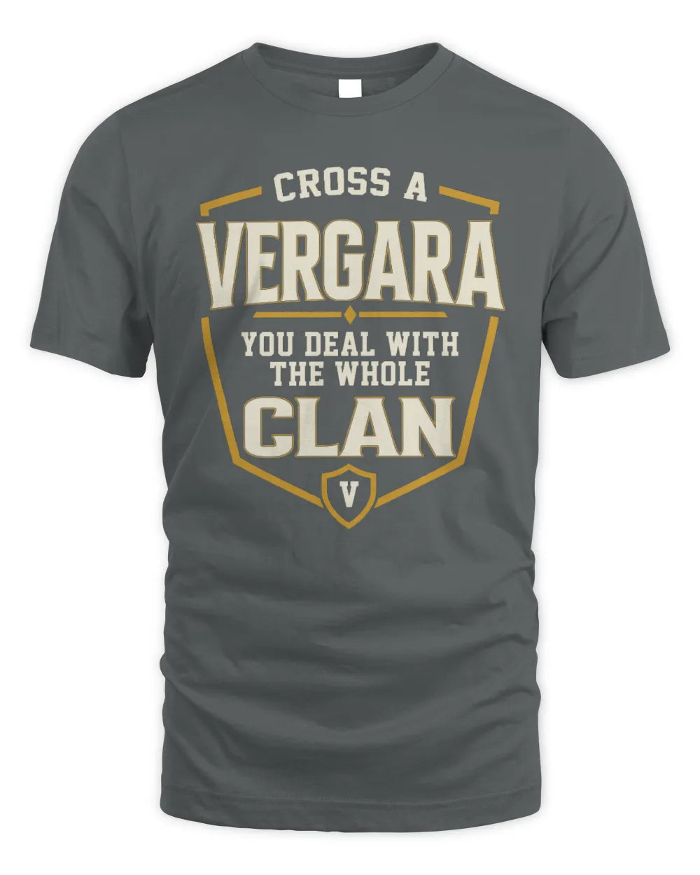 VERGARA NT1-K008 Cross A/An NAME, You Deal With the Whole Clan | Personalized Vintage T-Shirt - Unisex Standard T-Shirt - Charcoal