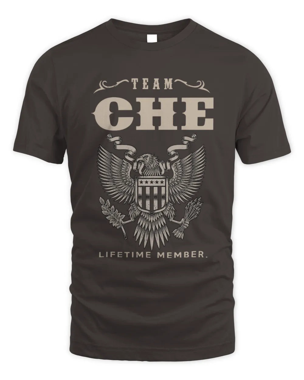 CHE TP06-K82 – Personalized Classic Style Apparel “Team NAME Lifetime Member” - Unisex Standard T-Shirt - Dark Chocolate