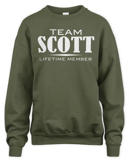 SCOTT BL62-K4-128 - Personalized “Team NAME Lifetime Member” - Unisex Sweatshirt - Military Green