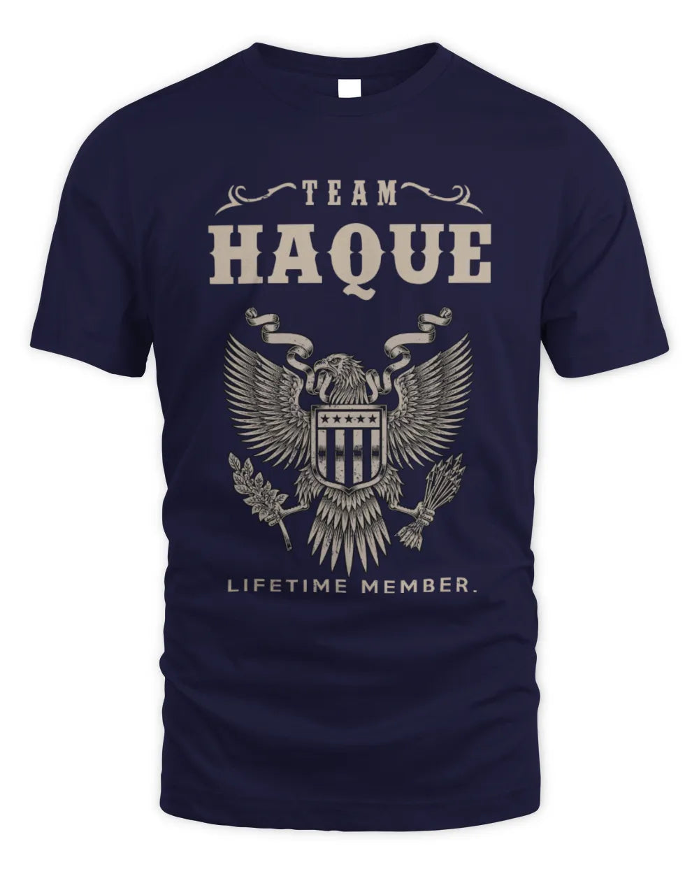 HAQUE TP06-K82 – Personalized Classic Style Apparel “Team NAME Lifetime Member” - Unisex Standard T-Shirt - Navy